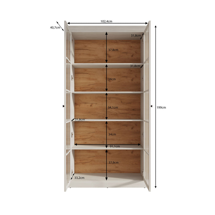 Meubella - Vitrinekast Leroy - Zwart eiken - 102 cm