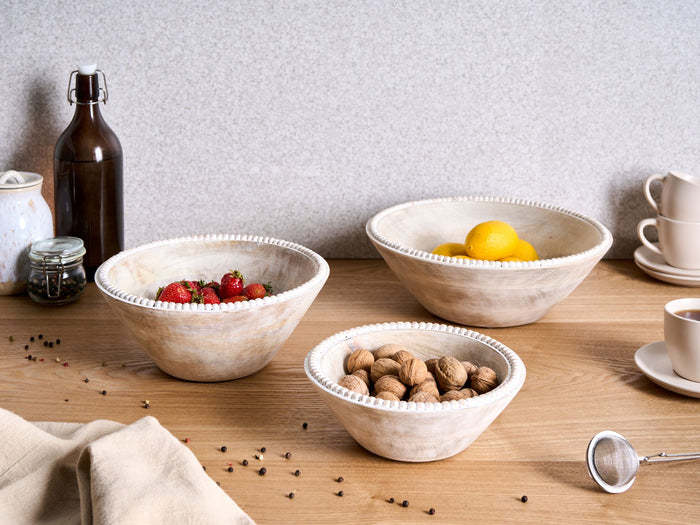 Beliani - TANTA - Set van 3 schalen - Lichtbruin - Mangohout