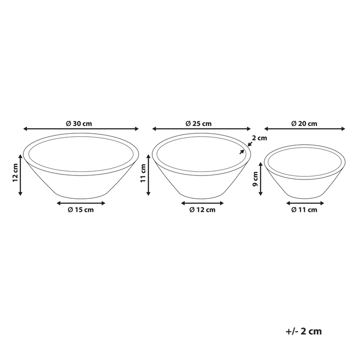 Beliani - TANTA - Set van 3 schalen - Lichtbruin - Mangohout