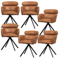 WOOOD Fenne Eetkamerstoelen - Leerlook - Cognac - Set van 6