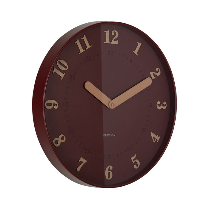 Karlsson - Wandklok Amena - Bordeauxrood- Ø40cm