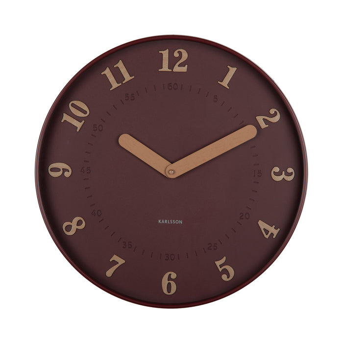 Karlsson - Wandklok Amena - Bordeauxrood- Ø40cm