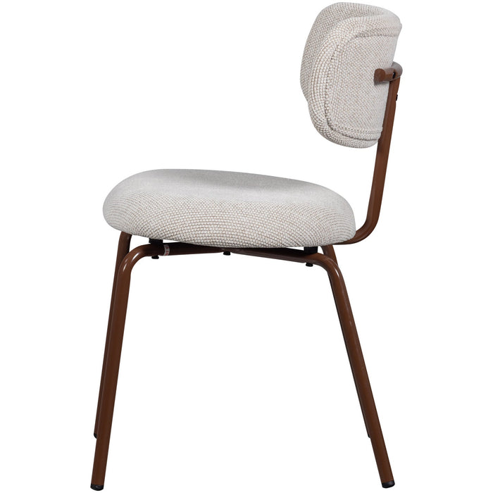 WOOOD Travis Eetkamerstoelen - Polyester - Off White - Set van 6