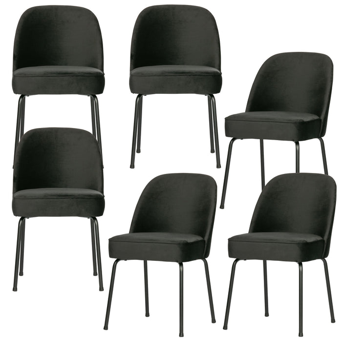 WOOOD Vogue Eetkamerstoelen - Fluweel Zwart - Set van 6