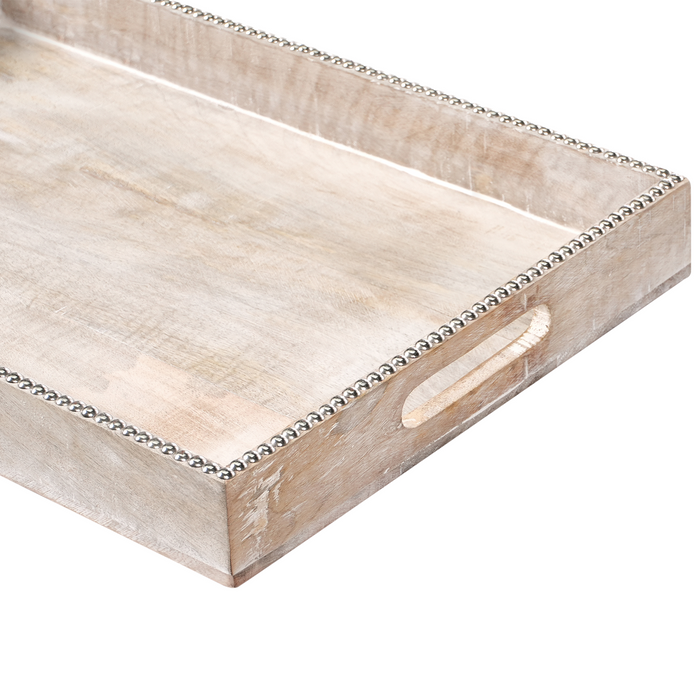 Beliani - QUENA - Set van 2 dienbladen - Lichtbruin - Mangohout