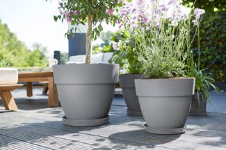 elho Loft Urban Schotel Rond 34 - Warm grijs (Grijs) - Ø 34 x H 5 cm -