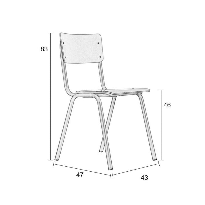 Zuiver Back To School Eetkamerstoelen Mat Blauw - Set van 4