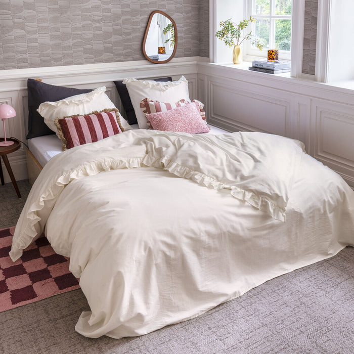 Dindi Home - Dekbedovertrek White Ruffle - 200x220 - Off White