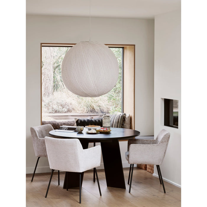 WOOOD Kam Eetkamerstoelen - Polyester - Off White - Set van 6