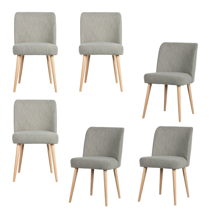 vtwonen Force Eetkamerstoelen - Bouclé - Grijs - Set van 6