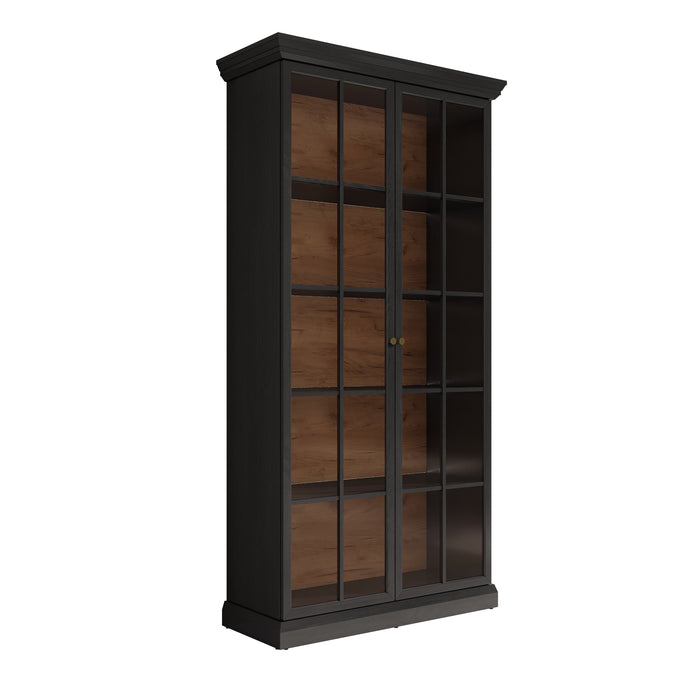 Meubella - Vitrinekast Leroy - Zwart eiken - 102 cm