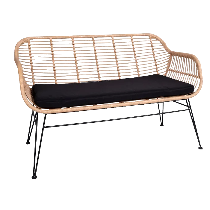 Artichok Madelein rotan tuinbank naturel - met zitkussen