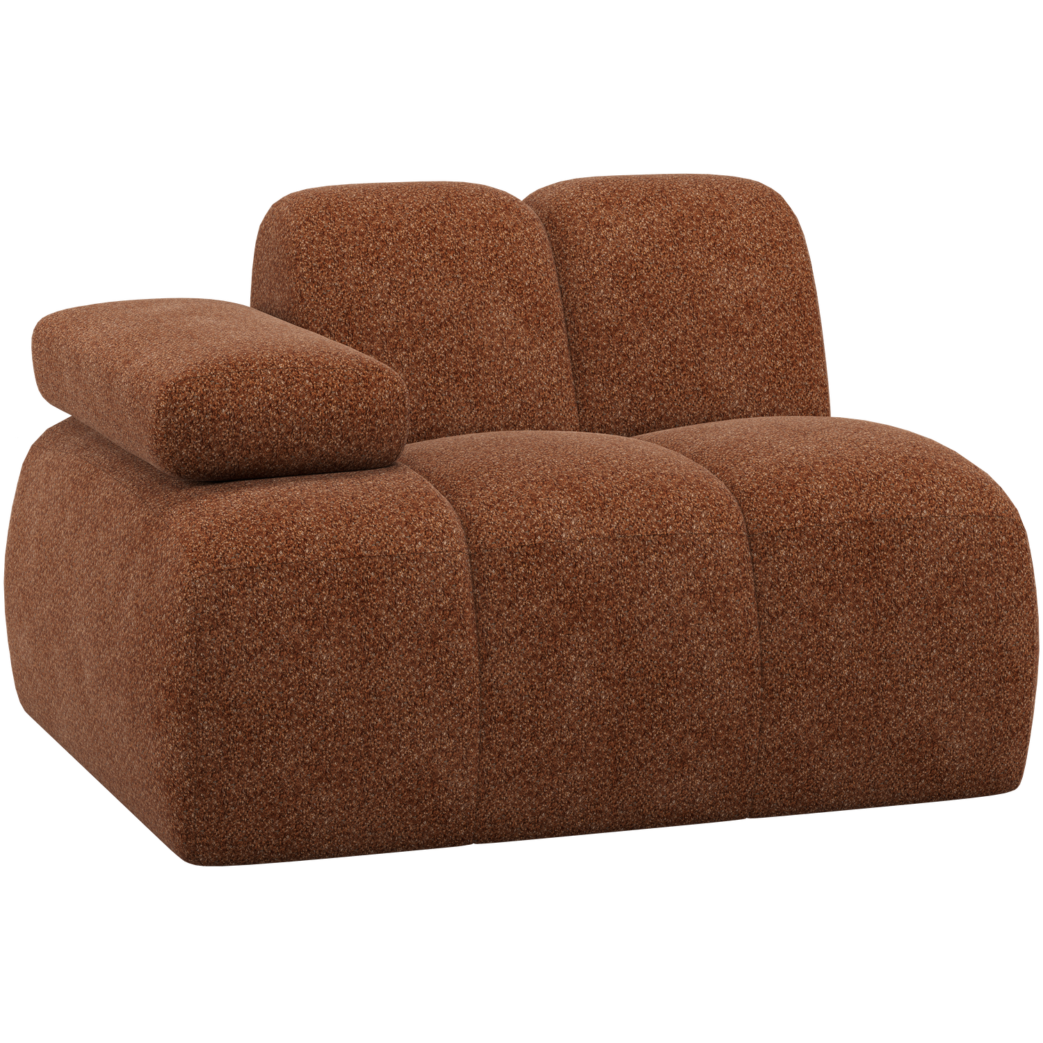 WOOOD Mojo 1-Zits Element Bank Arm Links - Wollig - Roestbruin