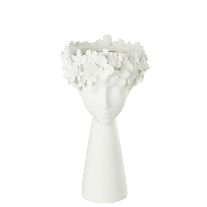J-Line bloempot Kop - polyresin - wit - large - Ø 23 cm