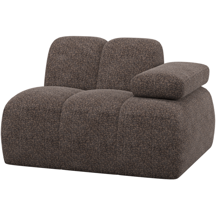 WOOOD Mojo 1-Zits Element Bank Arm Rechts - Wollig - Bruin