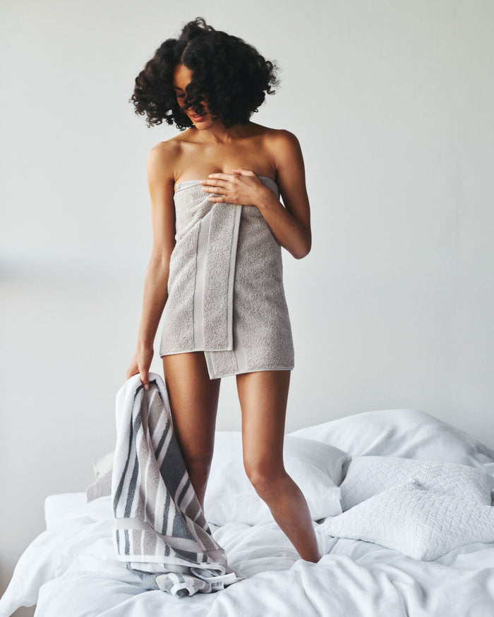 Vancouver Badtextiel Stone | 90 x 195 cm | Grijs | Beige | Katoen