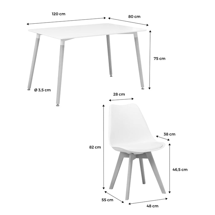 sweeek - Eetthoek hedvig 4 stoelen, 120cm