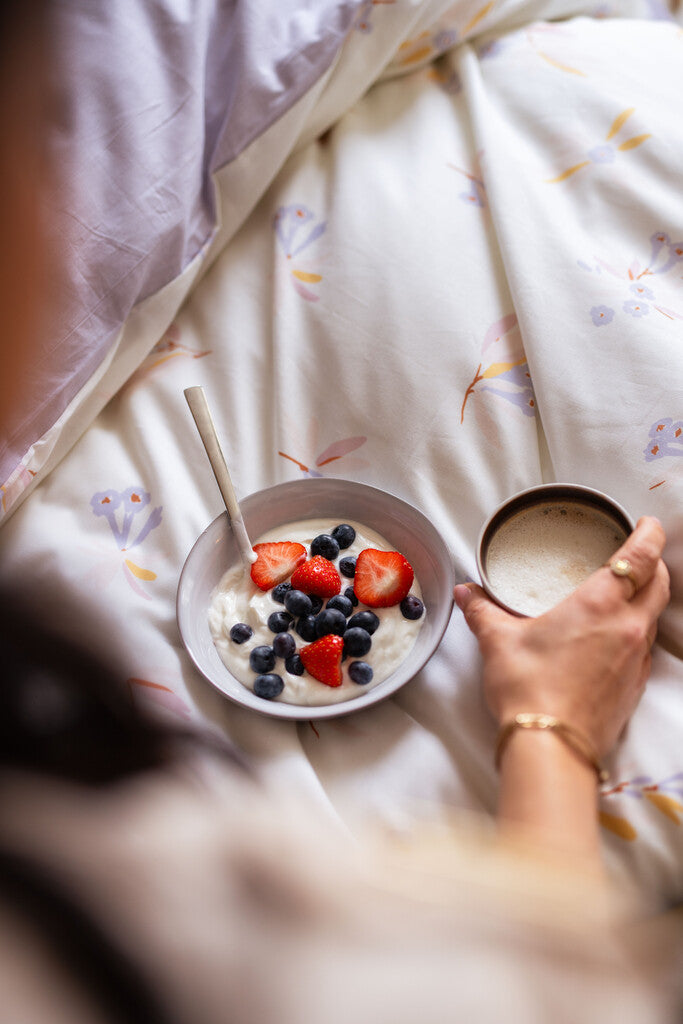 Dindi Home - Dekbedovertrek Flower Escape - 140x220 - Off White | Lila