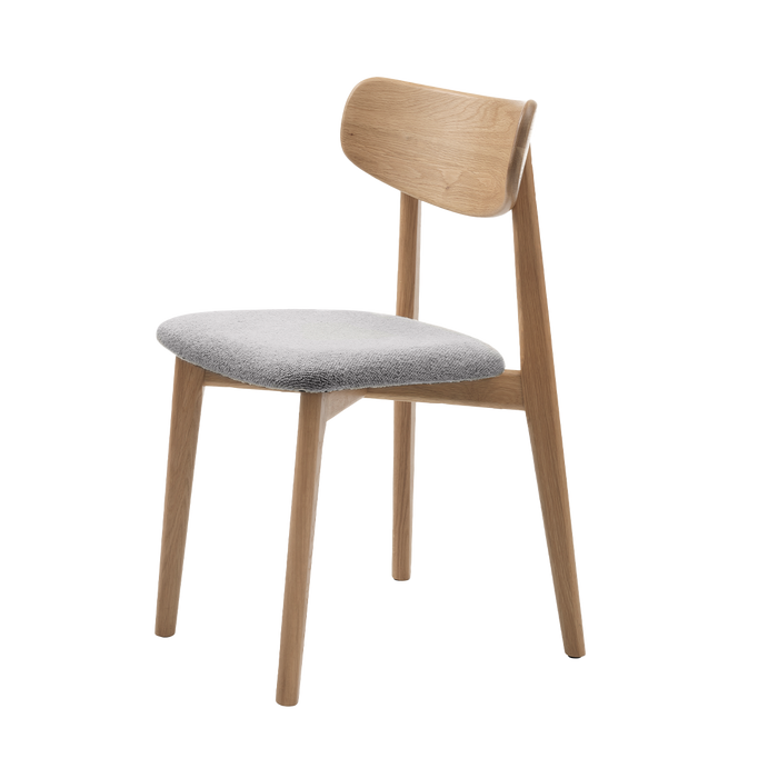 Olivine Eline Eikenhouten Eetkamerstoel Naturel - Bouclé Grijs