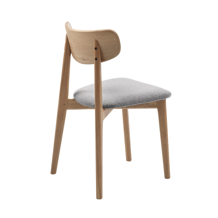 Olivine Eline Eikenhouten Eetkamerstoel Naturel - Bouclé Grijs