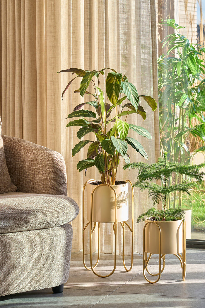 Mica Decorations Donau Bloempot op Standaard - Set van 2 - Metaal