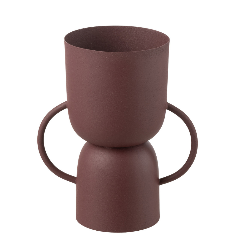 J-Line vaas Cup - ijzer - bordeaux - 23.5 cm hoog