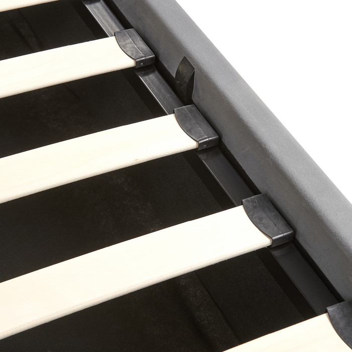 Beliani-BOUSSE-Tweepersoons boxspring-Donkergrijs-180 x 200 cm-Fluweel