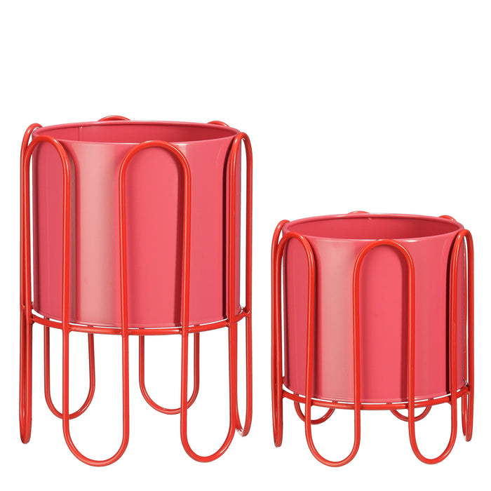 Mica Decorations Dione Bloempot op Standaard - Set van 2