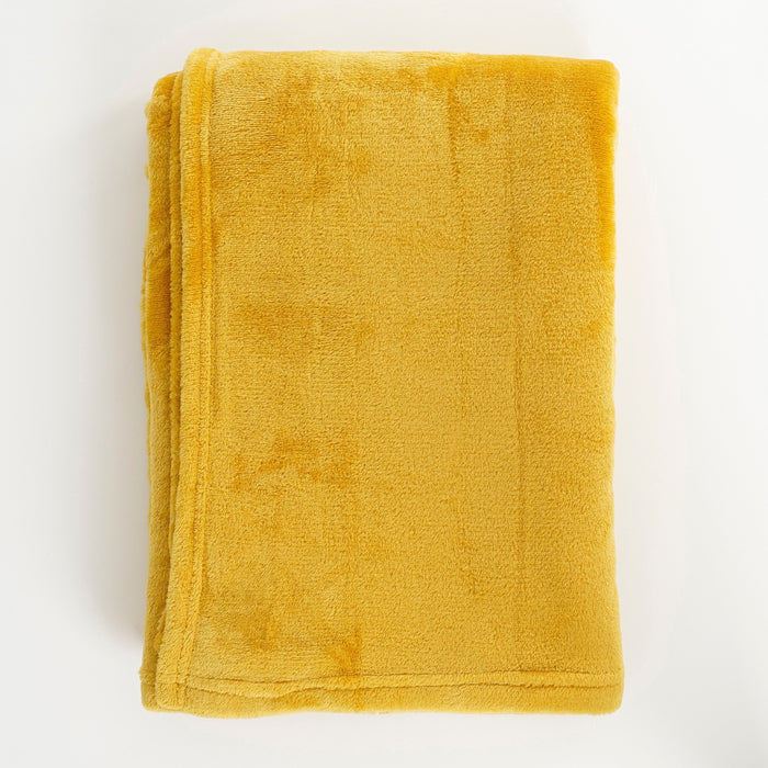 Mica Decorations Famke Fleece Plaid - 180 x 130 cm - Geel