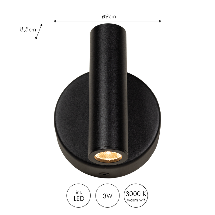 Atmooz Pino Zwart - Muurverlichting Binnen