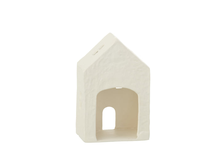 J-Line theelichthouder Huis - aluminium - wit