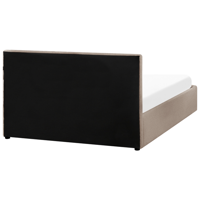 Beliani-MONTLAUR-Bed met opbergruimte-Taupe-140 x 200 cm-Bouclé