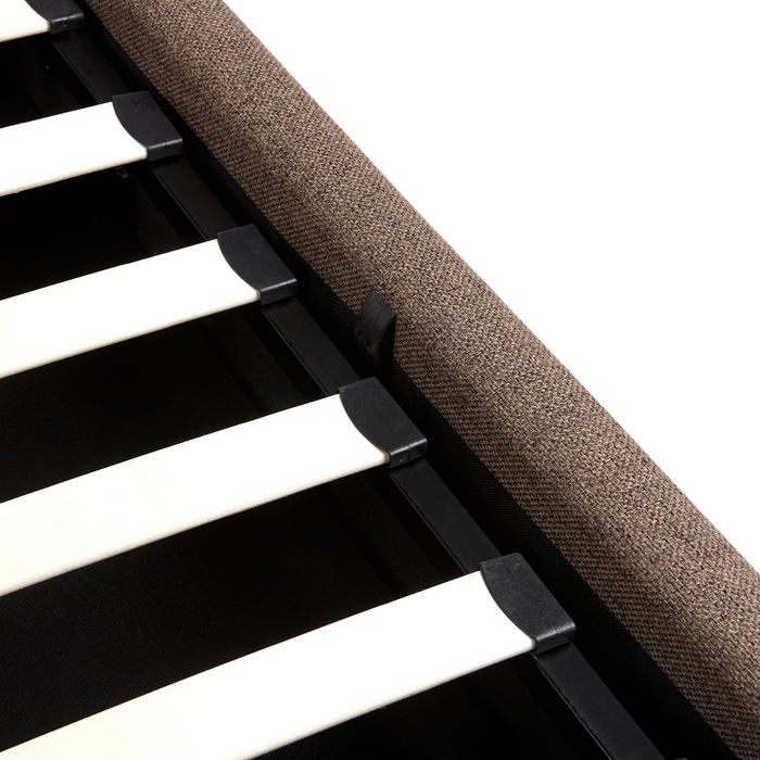 Beliani-CAMPAGNE-Bed met opbergruimte-Bruin-180 x 200 cm-Polyester