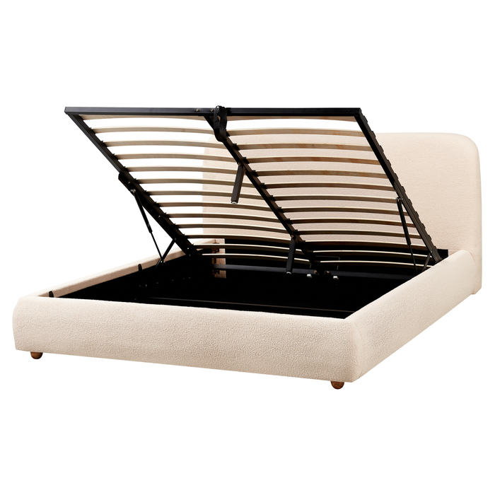 Beliani-BLAGNAC-Bed met opbergruimte-Lichtbeige-160 x 200 cm-Bouclé