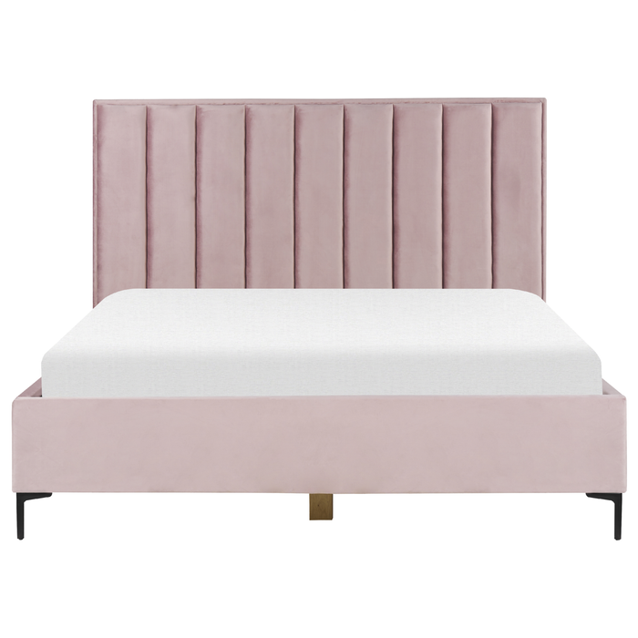 Beliani-SEZANNE -Bed met opbergruimte-Roze-180 x 200 cm-Fluweel