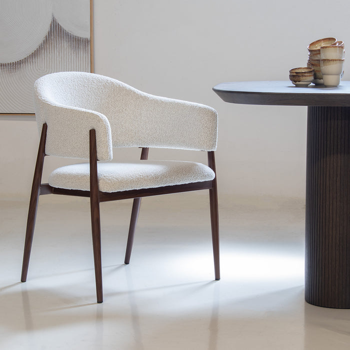 DÉJA Living - Eetkamerstoel Wit|Walnoot - Dénia - Set van 2