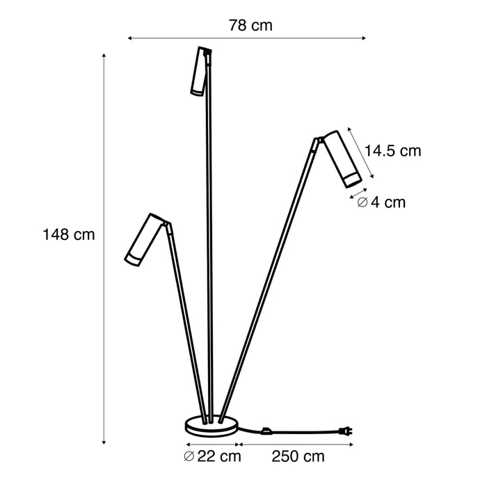 QAZQA Moderne vloerlamp beige 3-lichts GU10 35mm - Thomas