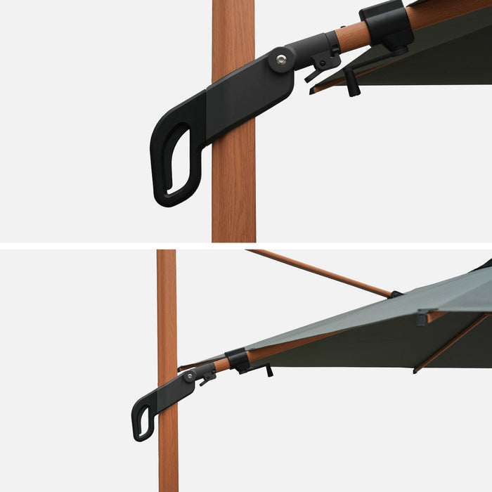 sweeek - Rechthoekige parasol 3x4m, mast met houtlook