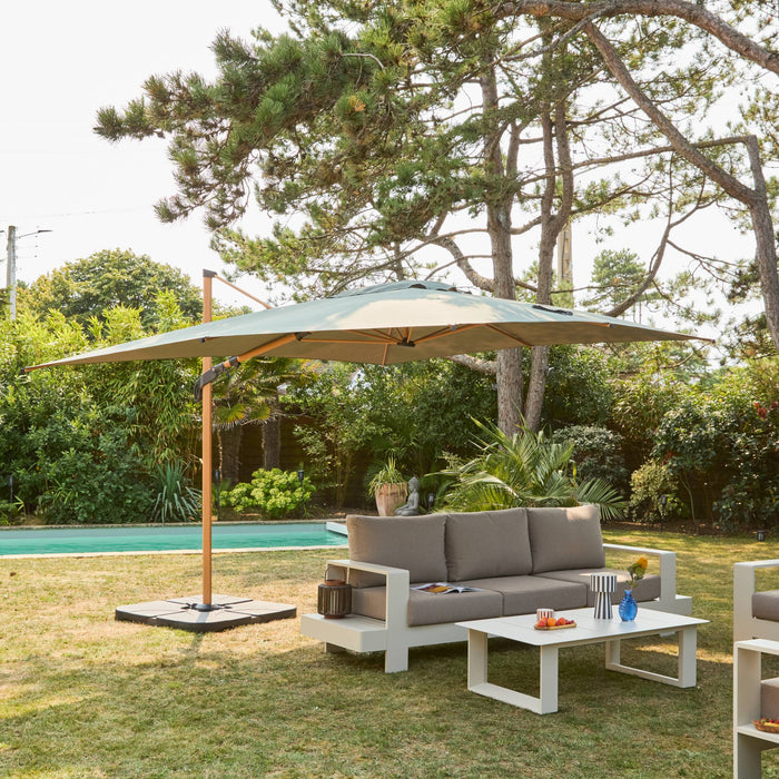 sweeek - Rechthoekige parasol 3x4m, mast met houtlook