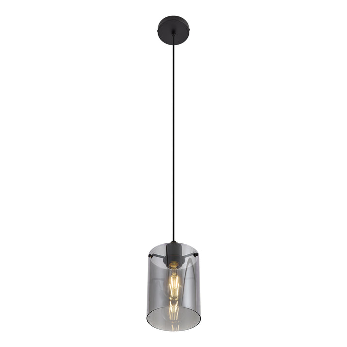 QAZQA Design hanglamp zwart met smoke glas - Domo