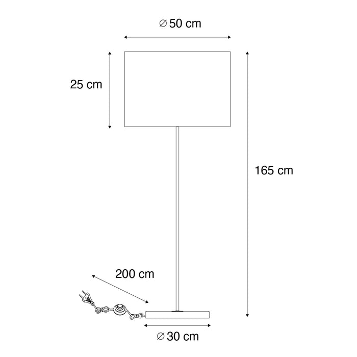 QAZQA Hanglamp zwart met velours kap taupe 50cm - Combi 1