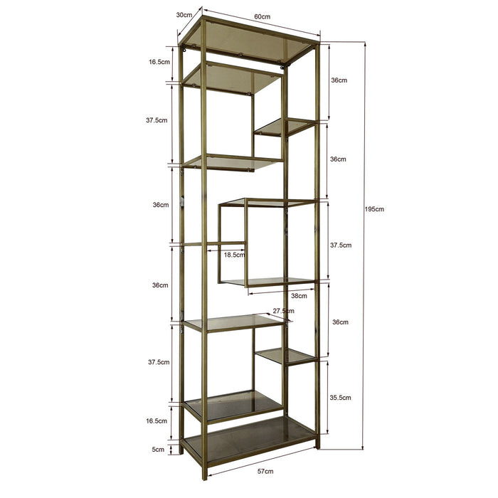 Bookshelf Loft 195x60cm Goud Kare Design