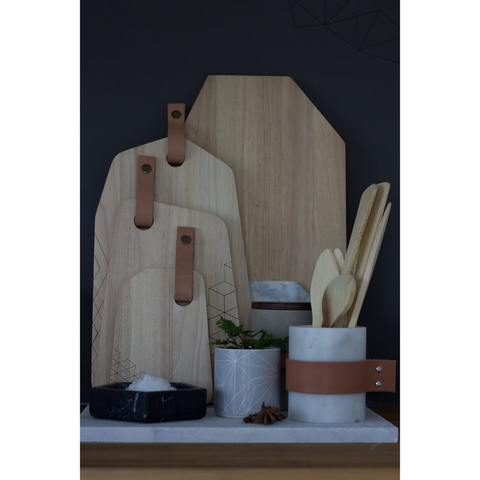 TAK Design - Snijplank Organic - Rubberhout met Leer - L - TAK Design