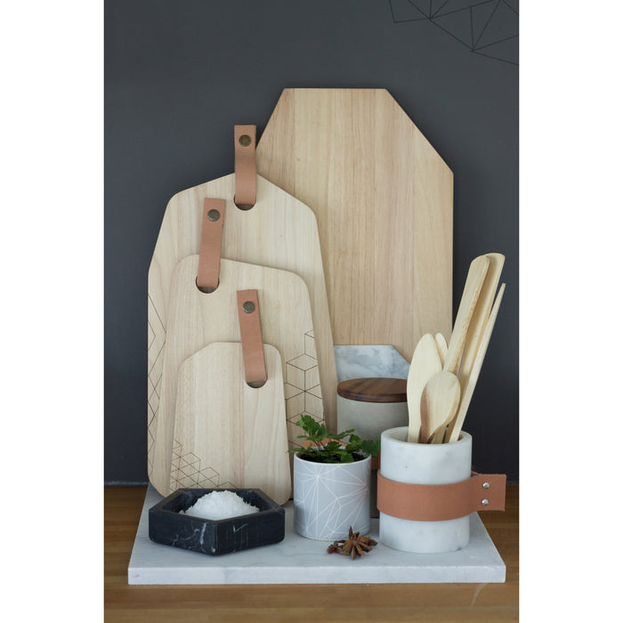 TAK Design - Snijplank Organic - Rubberhout met Leer - L - TAK Design