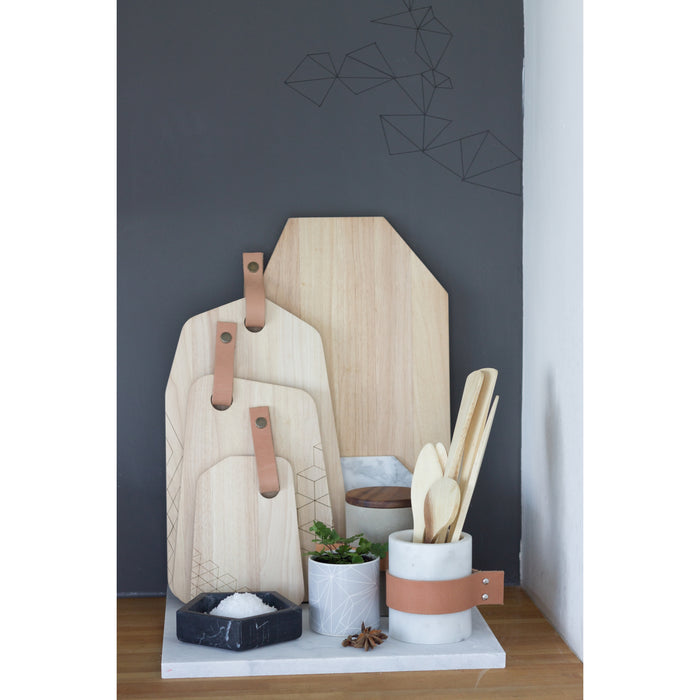 TAK Design - Snijplank Organic - Rubberhout met Leer - L - TAK Design
