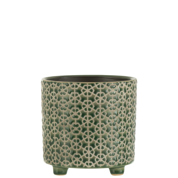 J-Line bloempot Bloem - keramIek - groen - medium - Ø 14 cm