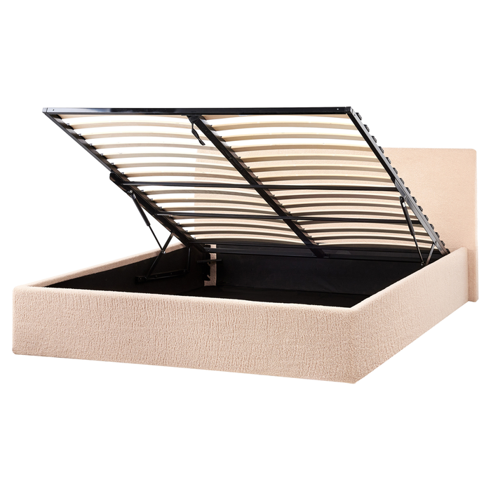 Beliani - ORBEY - Bed met opbergruimte - Beige - 160 x 200 cm - Bouclé