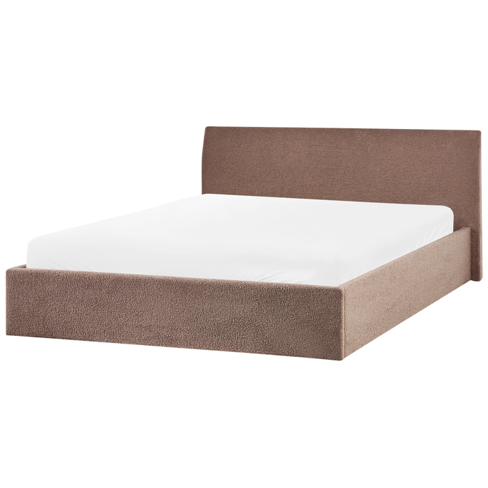 Beliani - ORBEY - Bed met opbergruimte - Bruin - 180 x 200 cm - Bouclé