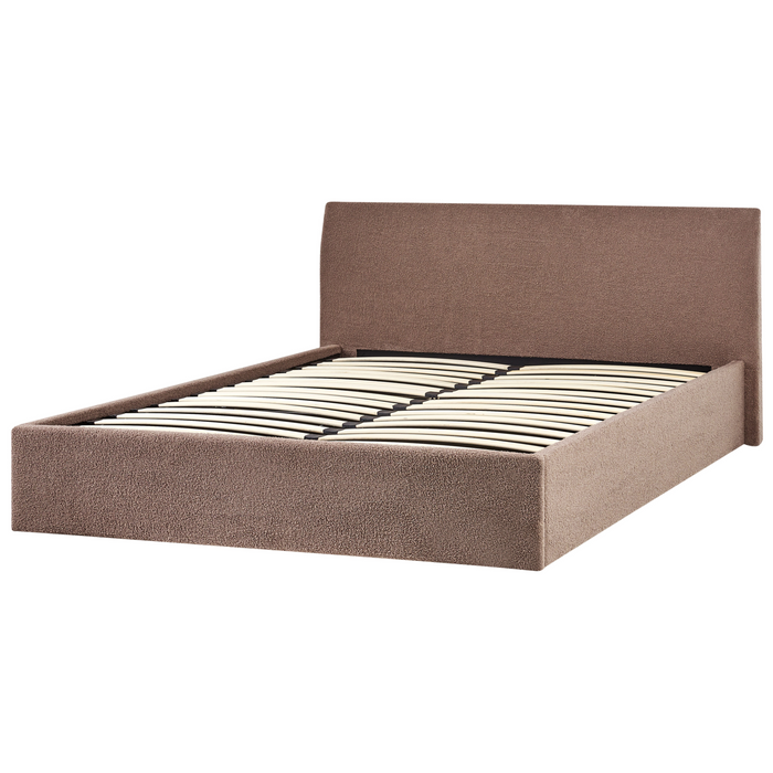 Beliani - ORBEY - Bed met opbergruimte - Bruin - 180 x 200 cm - Bouclé