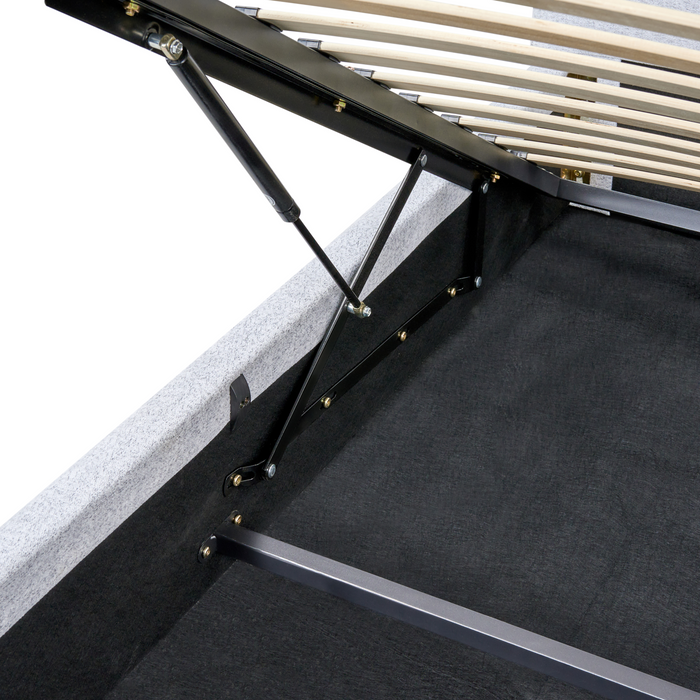 Beliani-BLAGNAC-Bed met opbergruimte-Lichtgrijs-180 x 200 cm-Stof